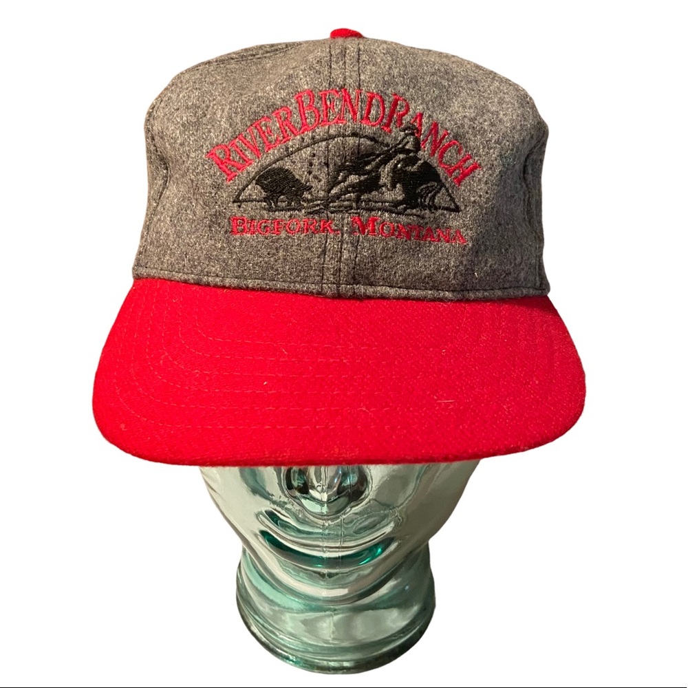River Bend Ranch Western Wool Baseball Cap Hat Montana Adjustable Horse Bull OS